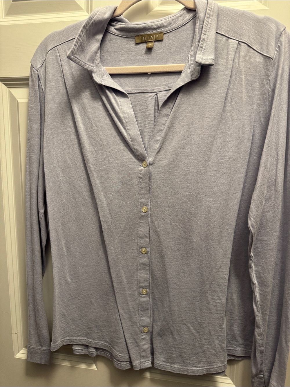 Lilla P Lavender Button-Front Long-Sleeve Blouse